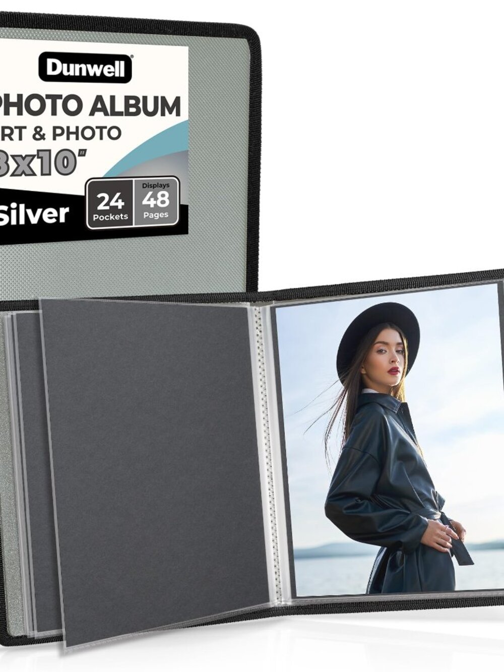 Dunwell Photo Album 8x10 (Silver) with Black Mounting Paper, 8 x 10 Photo & Art